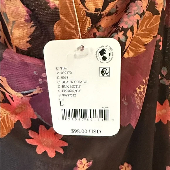 Free People Black and Purple Lace and Mesh Slip - Picture 3 of 12